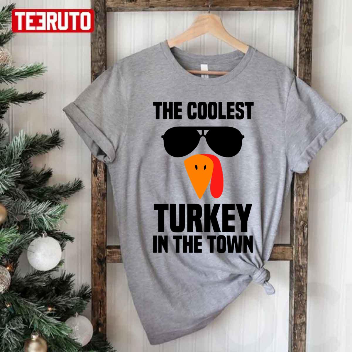 Sunglasses Coolest Turkey In Town Thanksgiving Thankful Fall T-Shirt