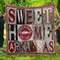 Sweet Home Ncaa Arkansas Razorbacks Combined Green Quilt Blanket