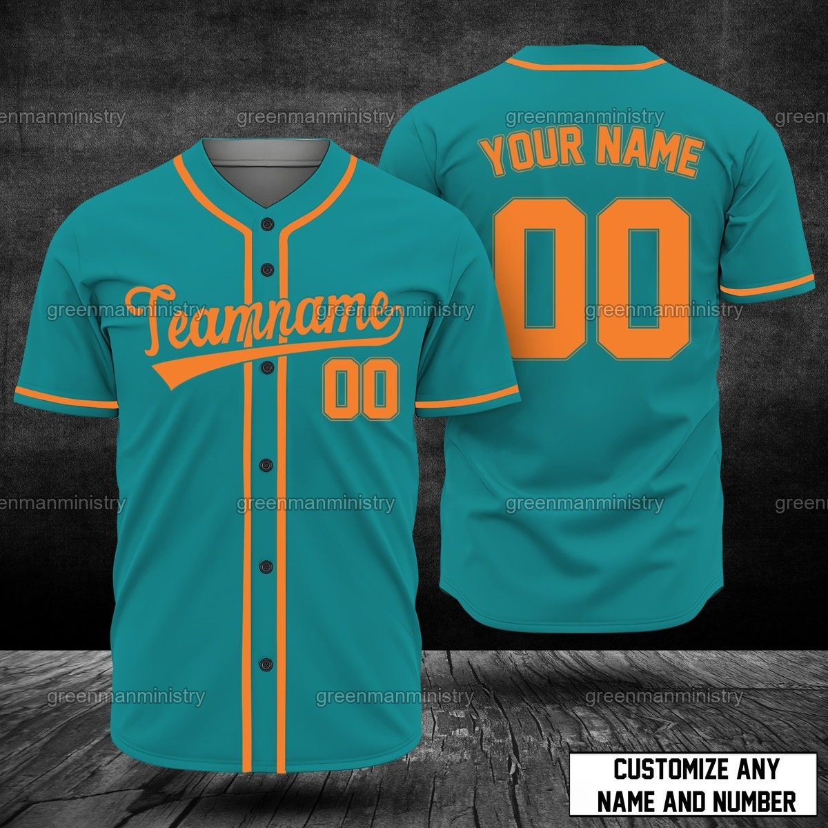 Team-Name Baseball Jersey Customize Name And Number Personalize Team Shirt Dolphin Team Color