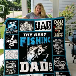 The Best Fishing Dad Ever Fishing Quilt Blanket
