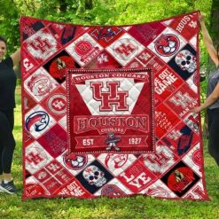 The Cougars Ncaa Houston Cougars Collection Green Quilt Blanket