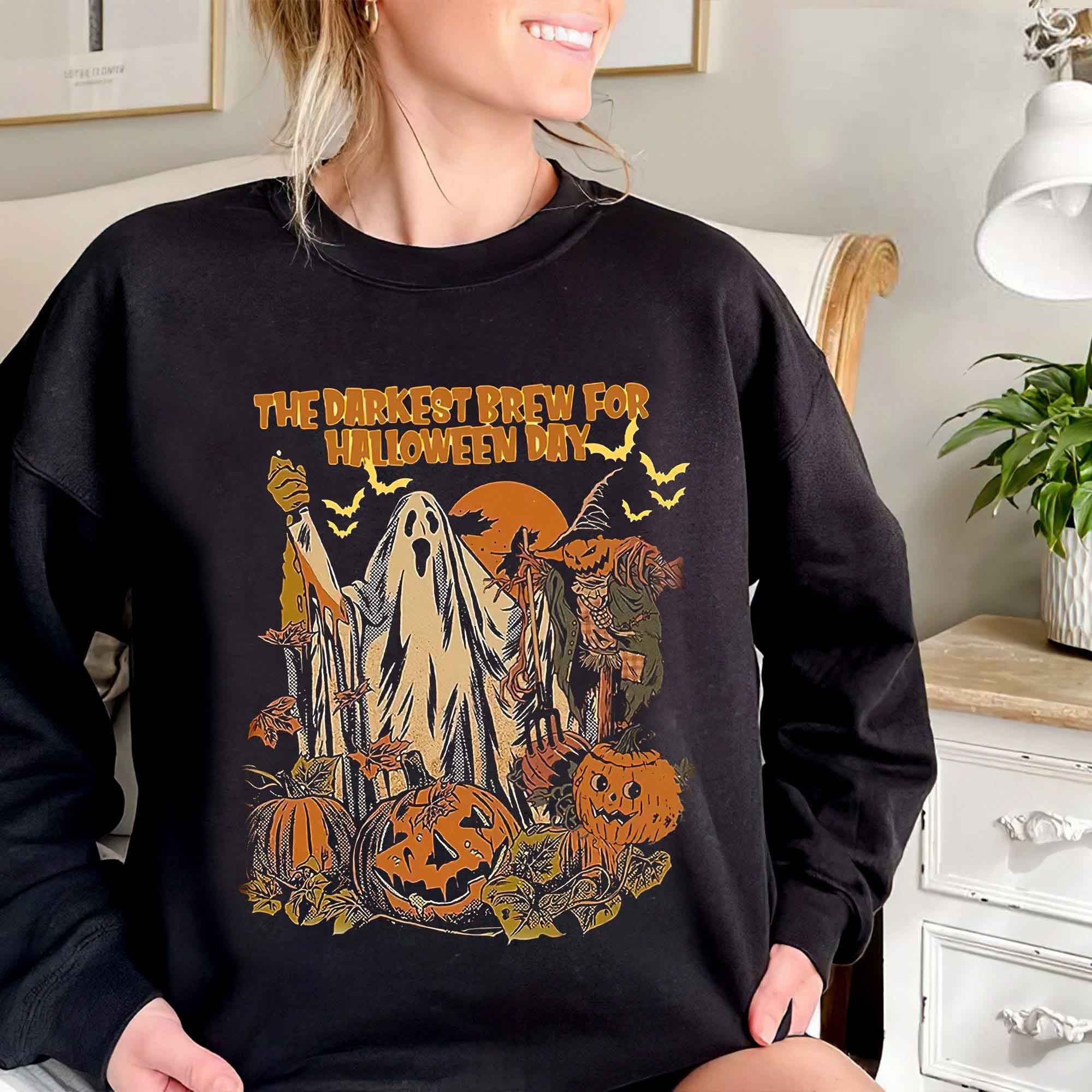 The Darkest Brew For Halloween Day Pumpkin Boo Ghost Vintage Unisex T-Shirt