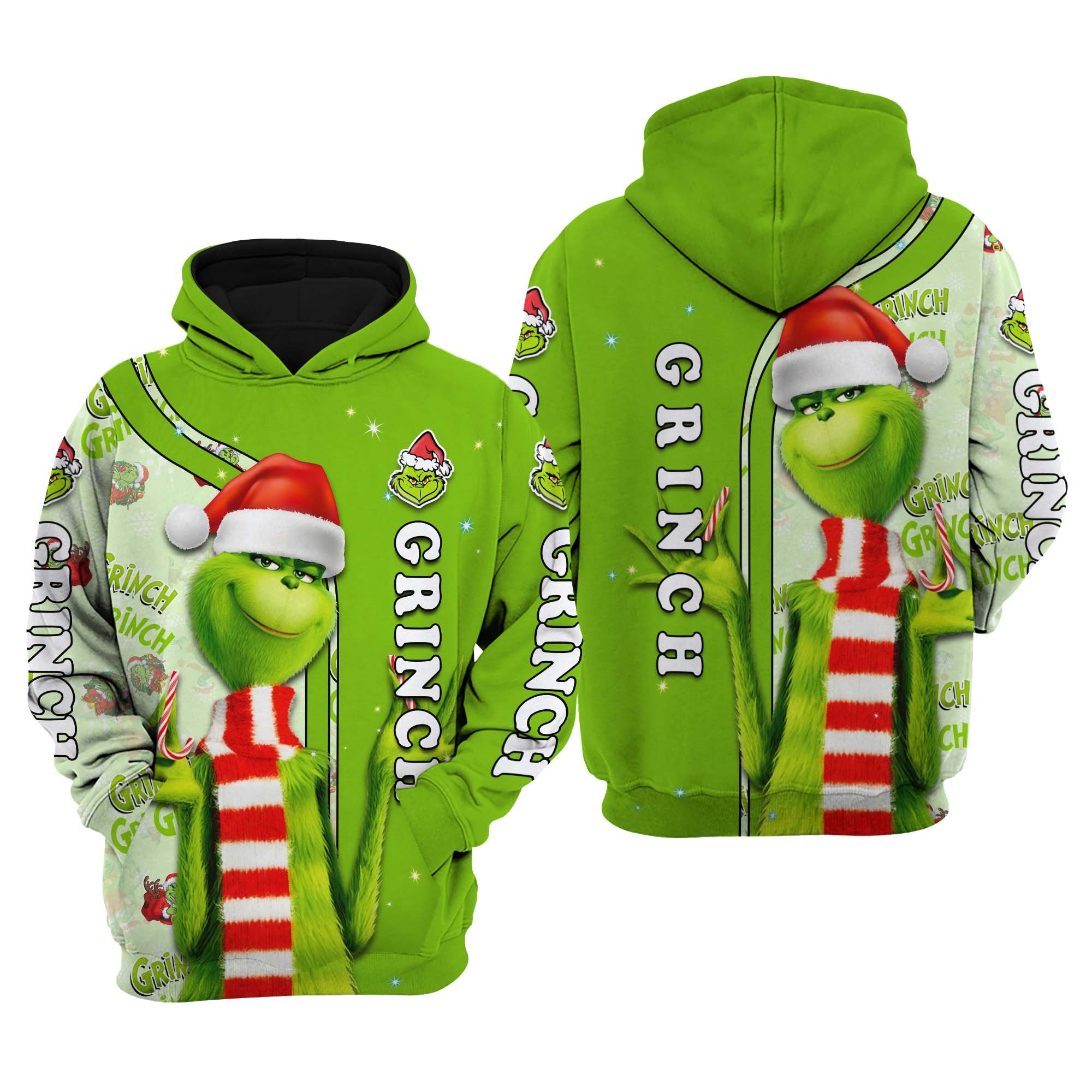 The Grinch Green Christmas Disney AOP Unisex Hoodie