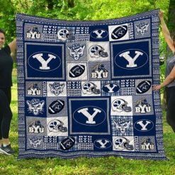 The Helmet Ncaa Byu Cougars Collection Combined Collected  Quilt Blanket