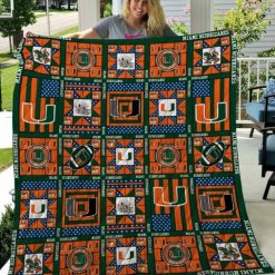 The Hurricanes Ncaa Miami Hurricanes Collection Combined Quilt Blanket