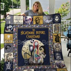 The Nightmare Before Christmas Jack Skellington And Sally Love Movie Quilt Blanket