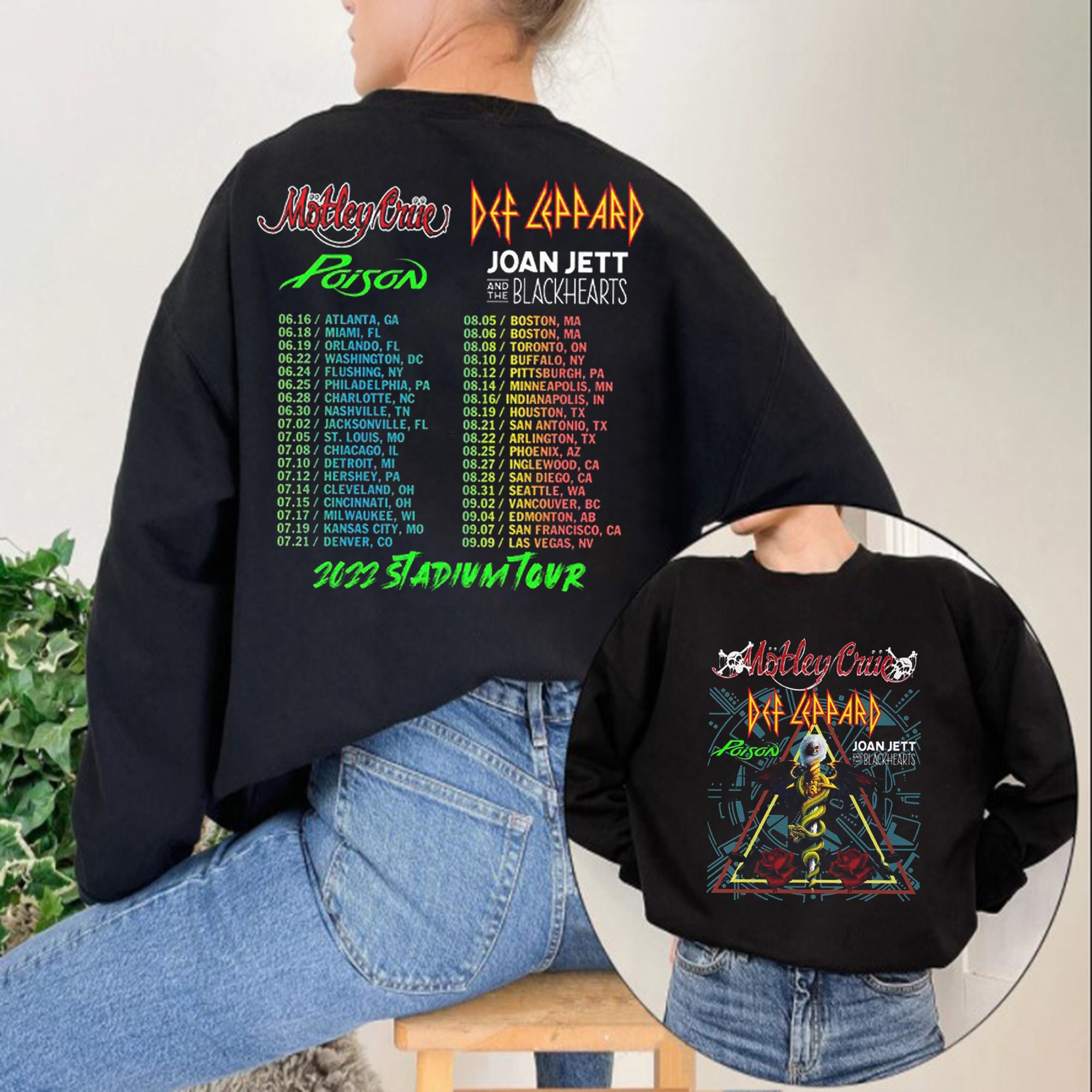 The Stadium Tour Motley Crue Def Leppard Poison Joan Jett & The Blackhearts Unisex Sweatshirt