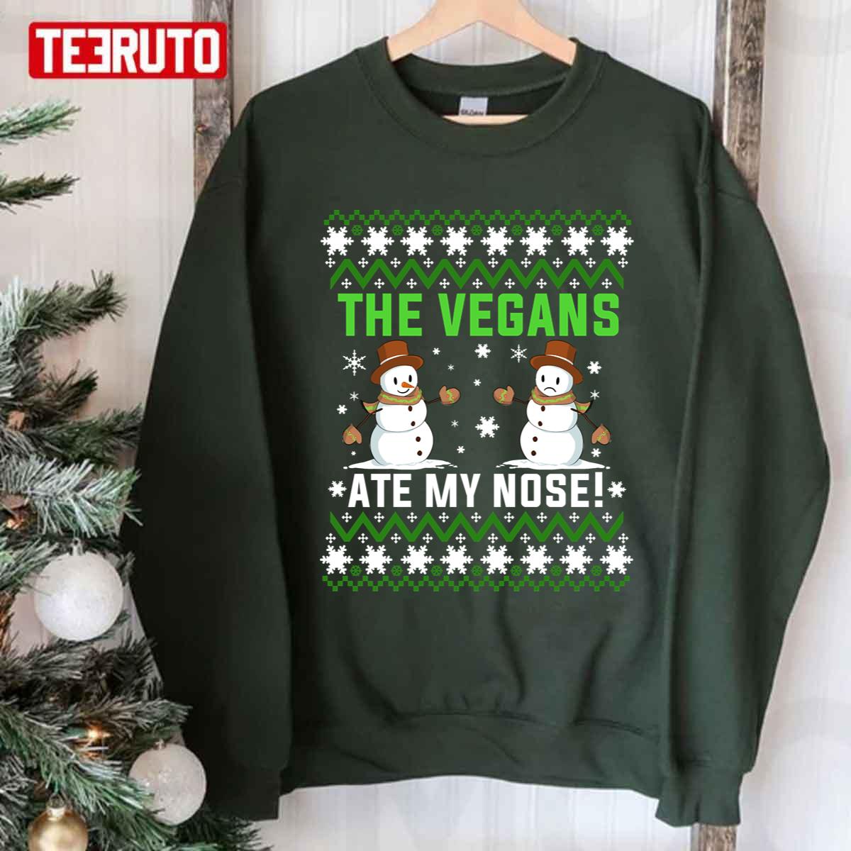 The Vegans Ate My Nose Snowman Vegan Christmas Unisex Sweatshirt