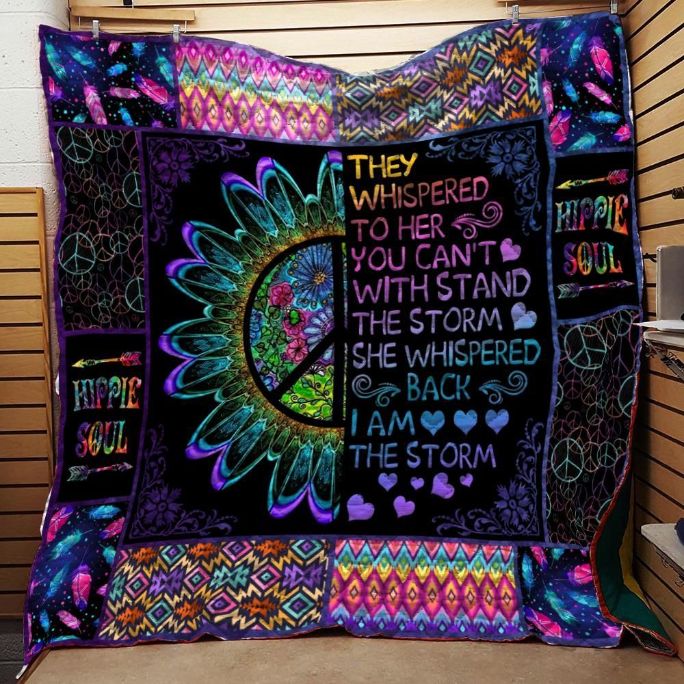 They Whispered To Her You Can Withstand The Storm Hippie Quilt Blanket