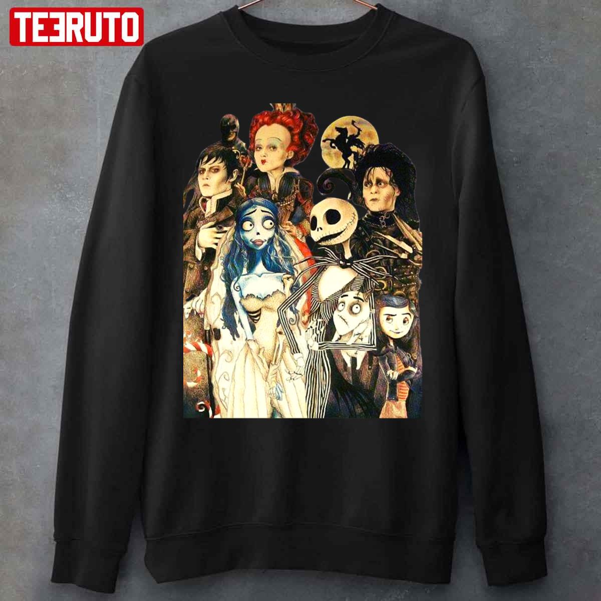 Tim Burton Films Characters Spooky Halloween Theme Unisex Sweatshirt