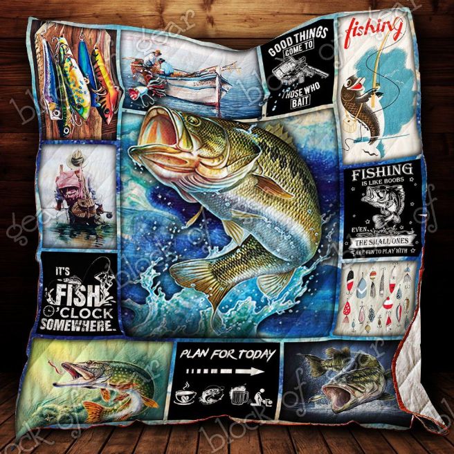 Time Plan For Today Fishing Quilt Blanket