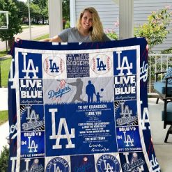 To My Grandson Love Grandpa Los Angeles Dodgers Quilt Blanket
