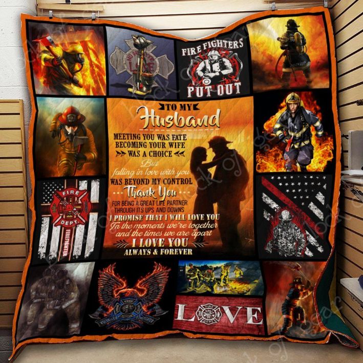 To My Husband Firefighter Quilt Blanket