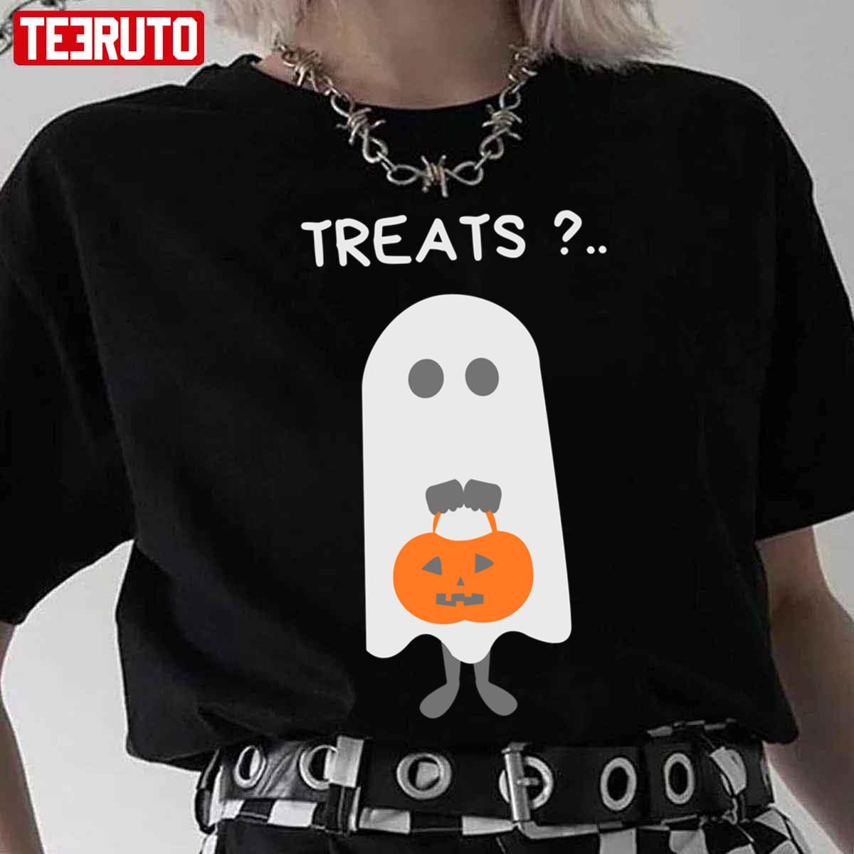 Treats Please Cute Ghost Funny Halloween Unisex T-Shirt