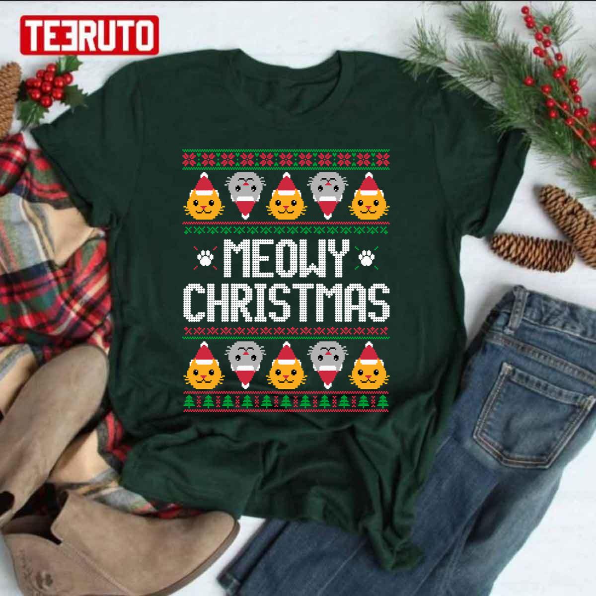 Ugly Meowy Christmas Cat Unisex Sweatshirt