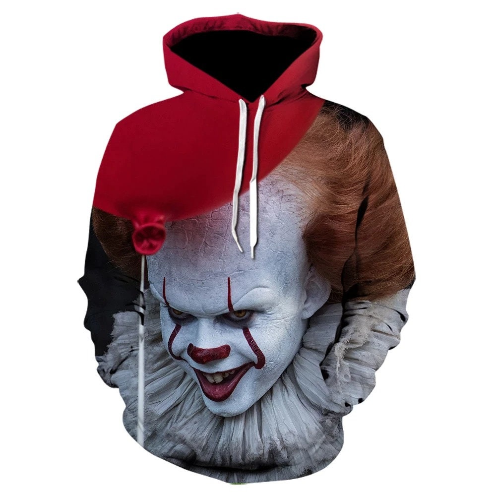 Unisex 3D Halloween Film IT Clown Costume Pennywise Visage 3D Sweat Capuche AOP Unisex Hoodie