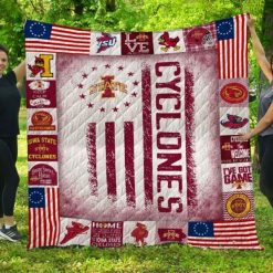 US Flag Ncaa Iowa State Cyclones Collected Quilt Blanket