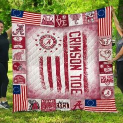 USA Flag Ncaa Alabama Crimson Tide Great  Quilt Blanket