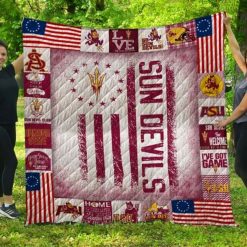 USA Flag Ncaa Arizona State Sun Devils Combined Quilt Blanket