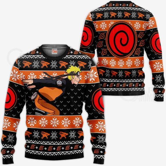 Uzumaki Running Ugly Christmas Anime Xmas Knitted Sweater