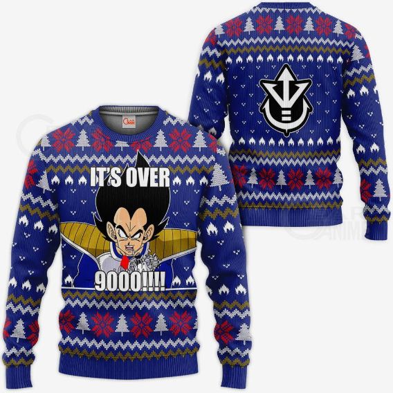 Vegeta Ugly Christmas It’s Over 9000 Funny Dbz Xmas Knitted Sweater