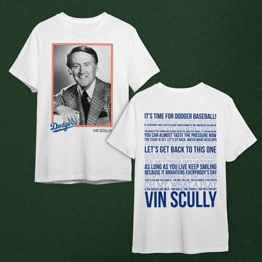 Vin Scully Shirt Thank You Vin Scully 67 Rip La Dodgers Legend Unisex Double Sides T-Shirt