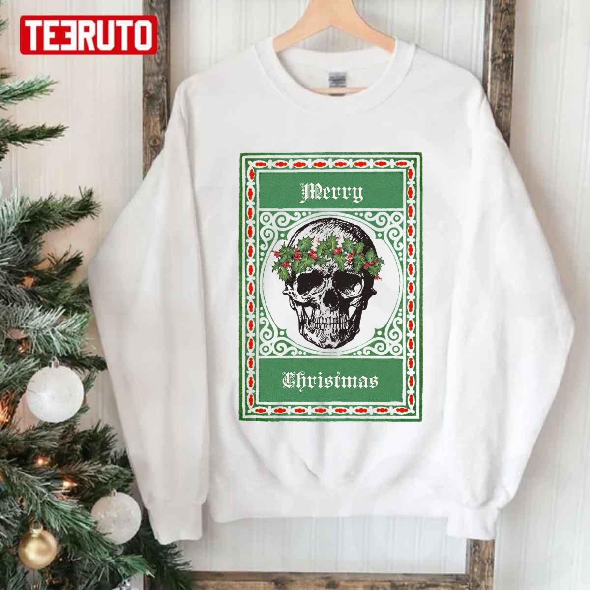Vintage Merry Christmas Skulls Ho Ho Ho Unisex Sweatshirt