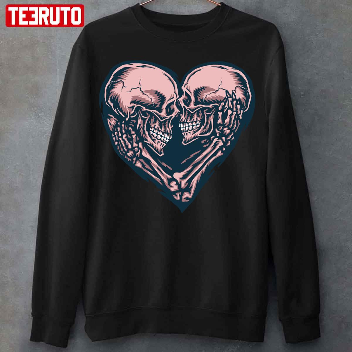 Vintage Retro Skull Couple Heart Unisex Sweatshirt