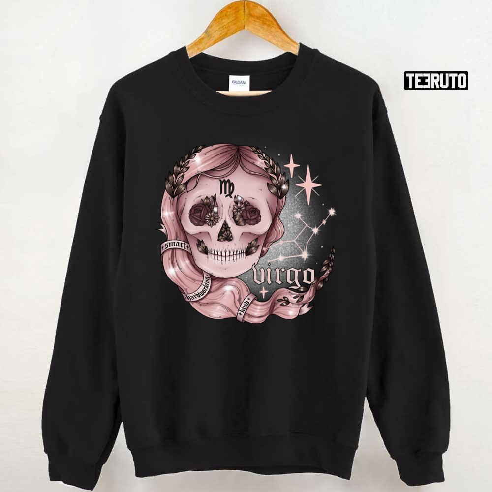 Virgo Smart Hardworking Kind Pink Skeleton Halloween Unisex Sweatshirt