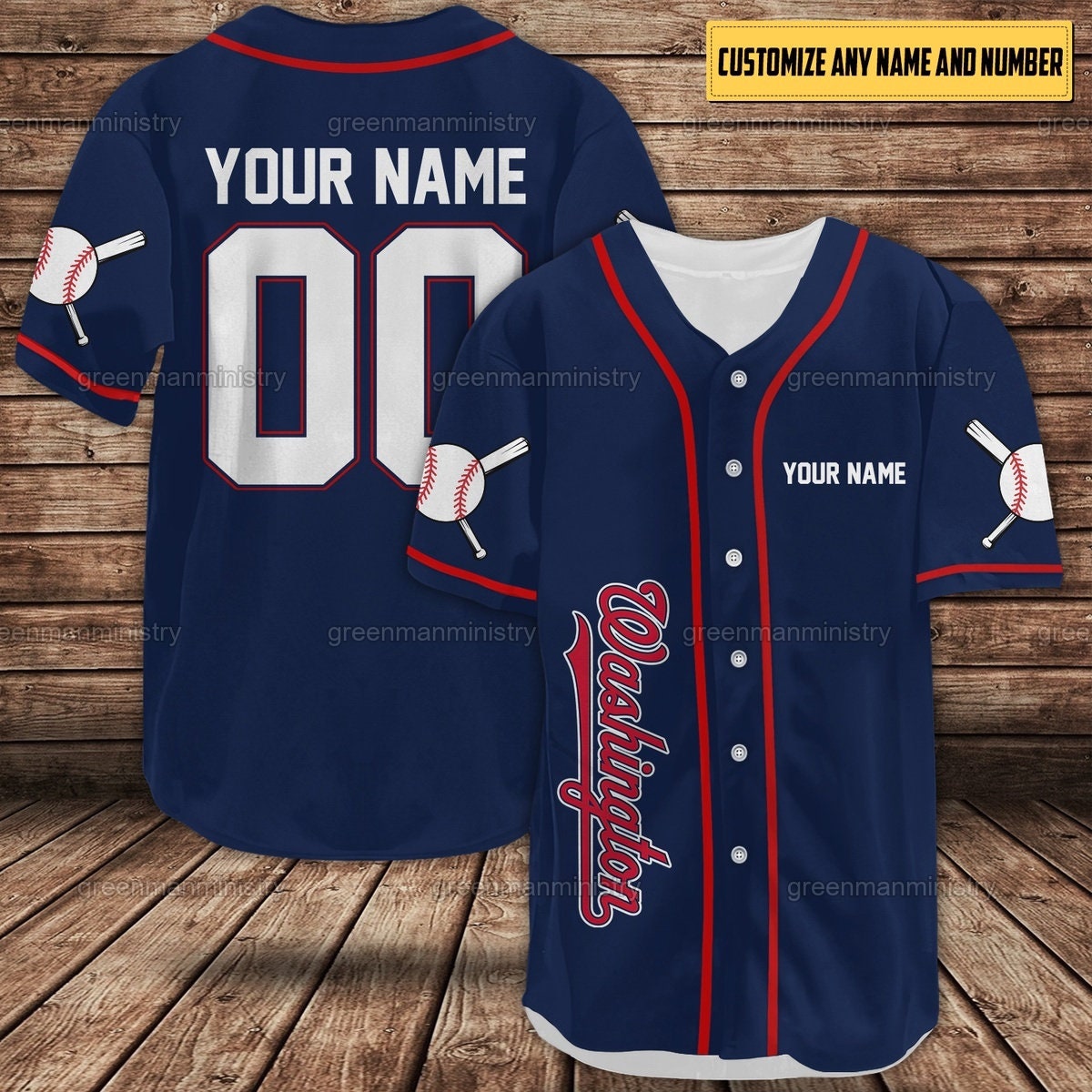 Washington Baseball Jersey Sports Team Name And Number Custom Shirt -  Teeruto