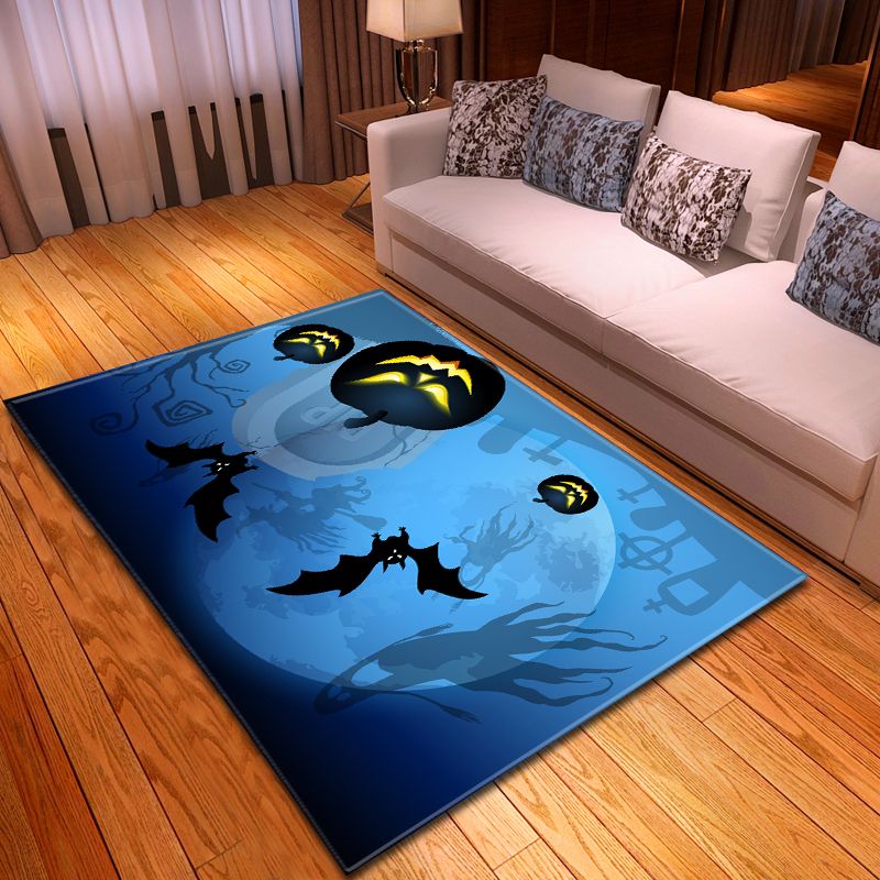Witches Ghosts And Creepy Bats Flying In Full Moon Carpet Living Room Rugs