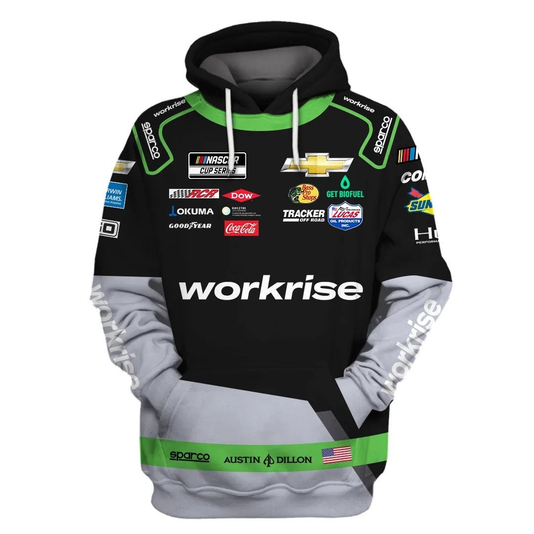 Workrise 3D Gift Austin Dillon Driver 3D Racing Logo Brand F1 Style AOP Unisex Hoodie
