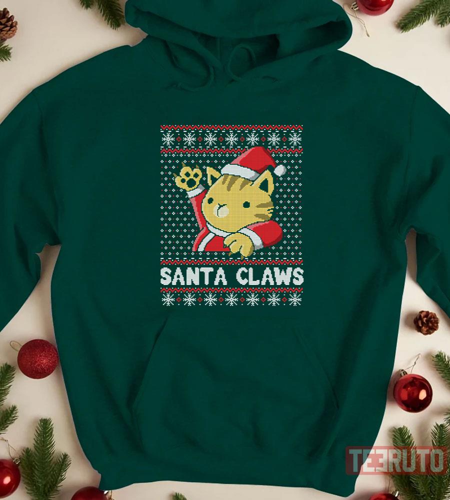 Xmas Ugly Cat Santa Claws Unisex T-Shirt