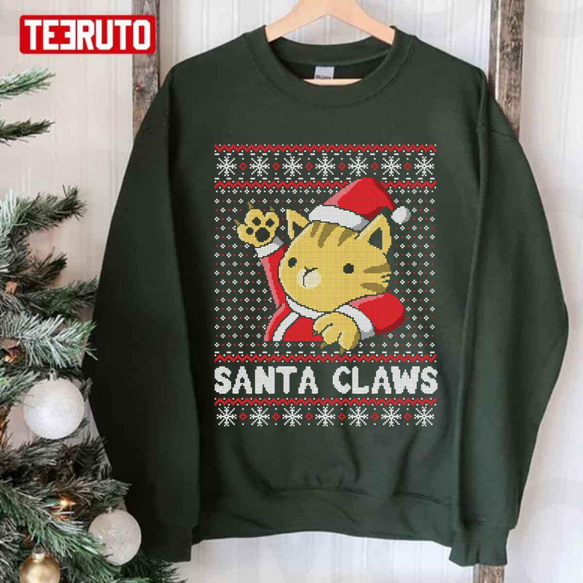 Xmas Ugly Cat Santa Claws Unisex T-Shirt