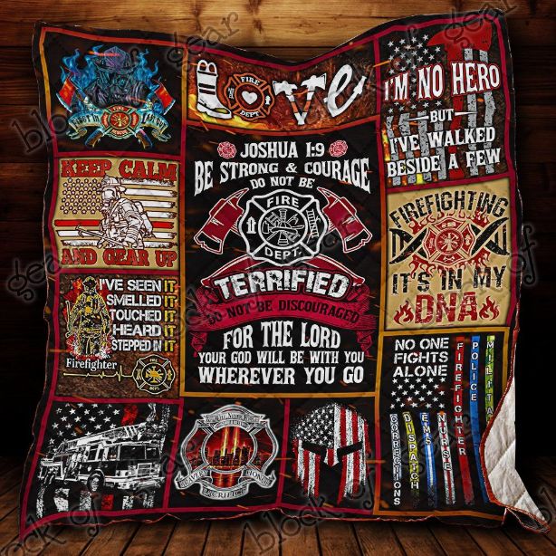Your God Will Be With You Firefighter Quilt Blanket