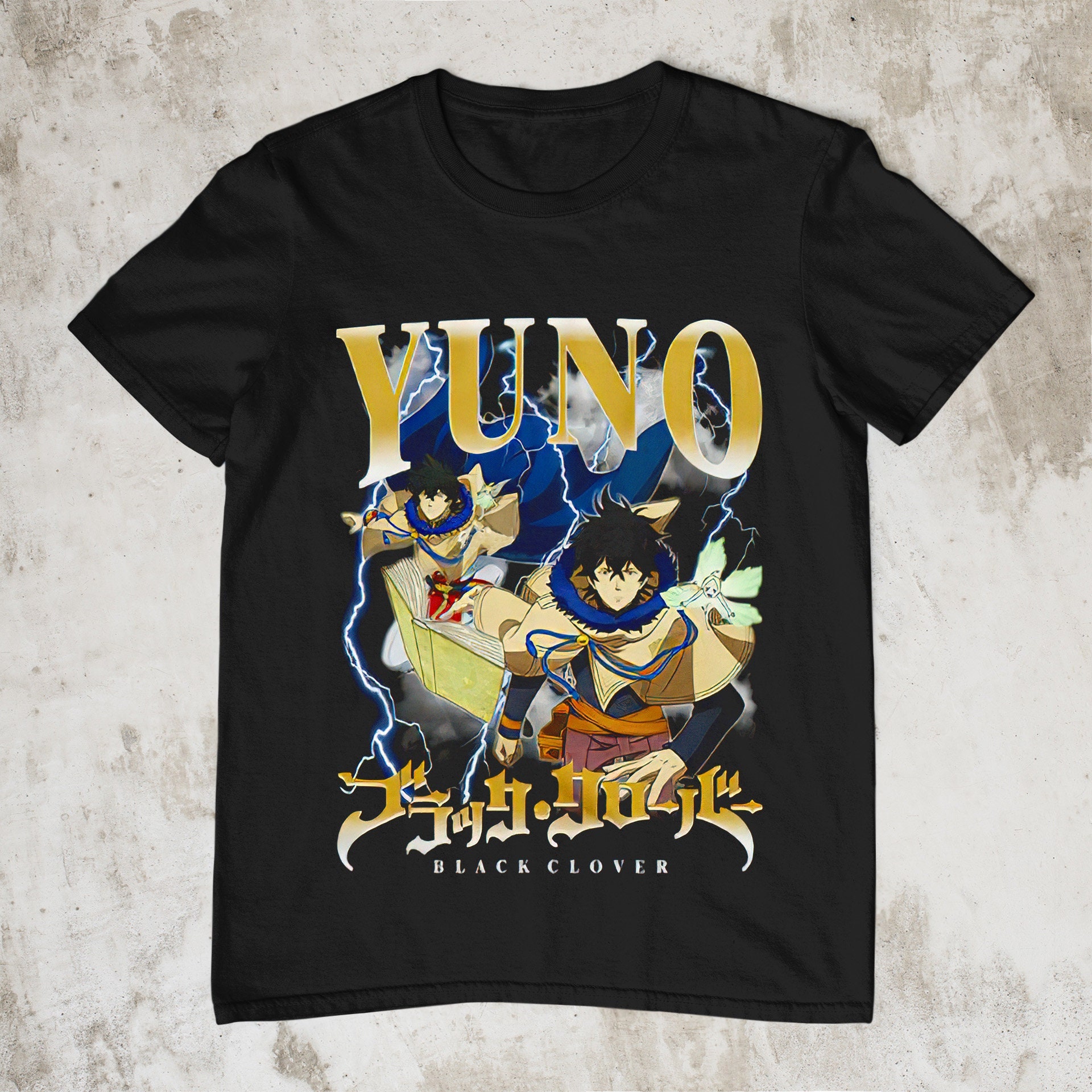 Yuno Black Clover Black Clover Black Bulls Squad Anime Black Clover Homage Bootleg Anime Vintage 90s Unisex T-Shirt