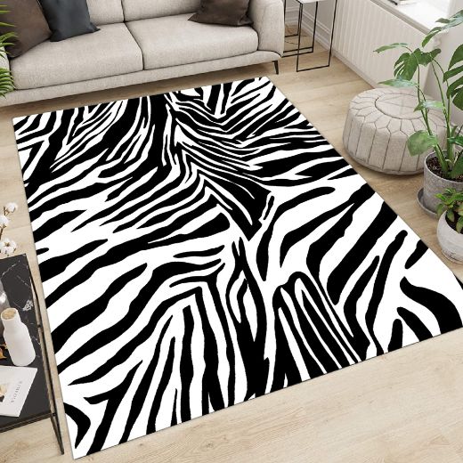 Zebrakin Patterned Modern Carpet, Realistic Zebra Rug