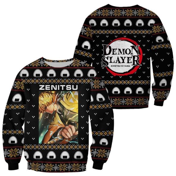 Zenitsu Agatsuma Ugly Christmas Demon Slayer Anime Custom Xmas Clothes Knitted Sweater