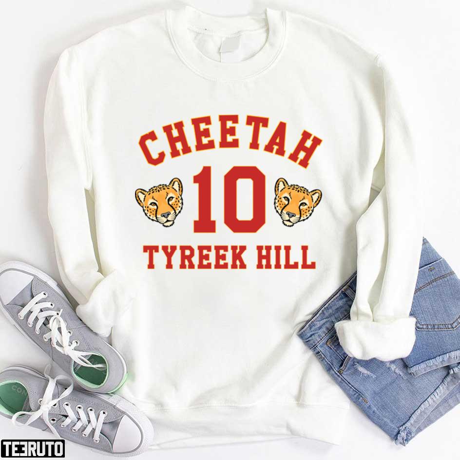 GoatGearDotUS Limited Edition Tyreek Hill Jersey Style Shirt, Cheetah 10, Hill 10, Kansas City Chiefs Unisex Hoodie