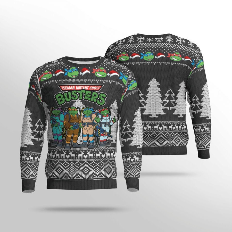 2022 Ghostbusters Christmas Ugly Ninja Turtle Teenage Mutant Ghost Christmas Occasion Christmas Holidays Sweater