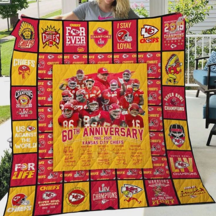 50th Anniversary Kansas City Chiefs Quilts Blanket Quilt Blanket