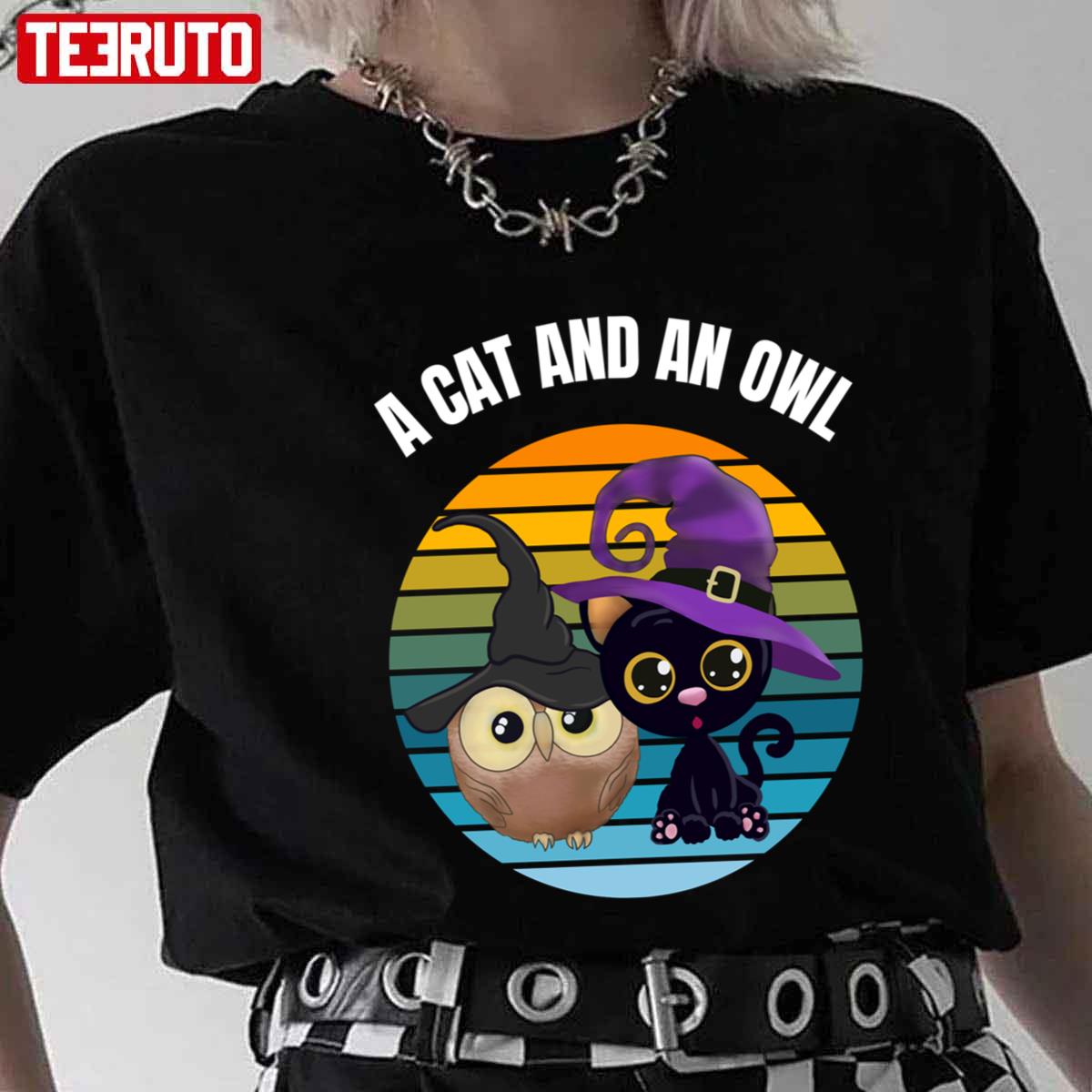 A Cat And An Owl Vintage Unisex T-shirt