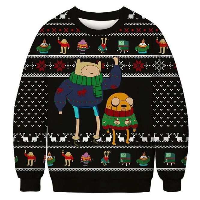 Adventure Time Black Ugly Xmas Wool Knitted Sweater