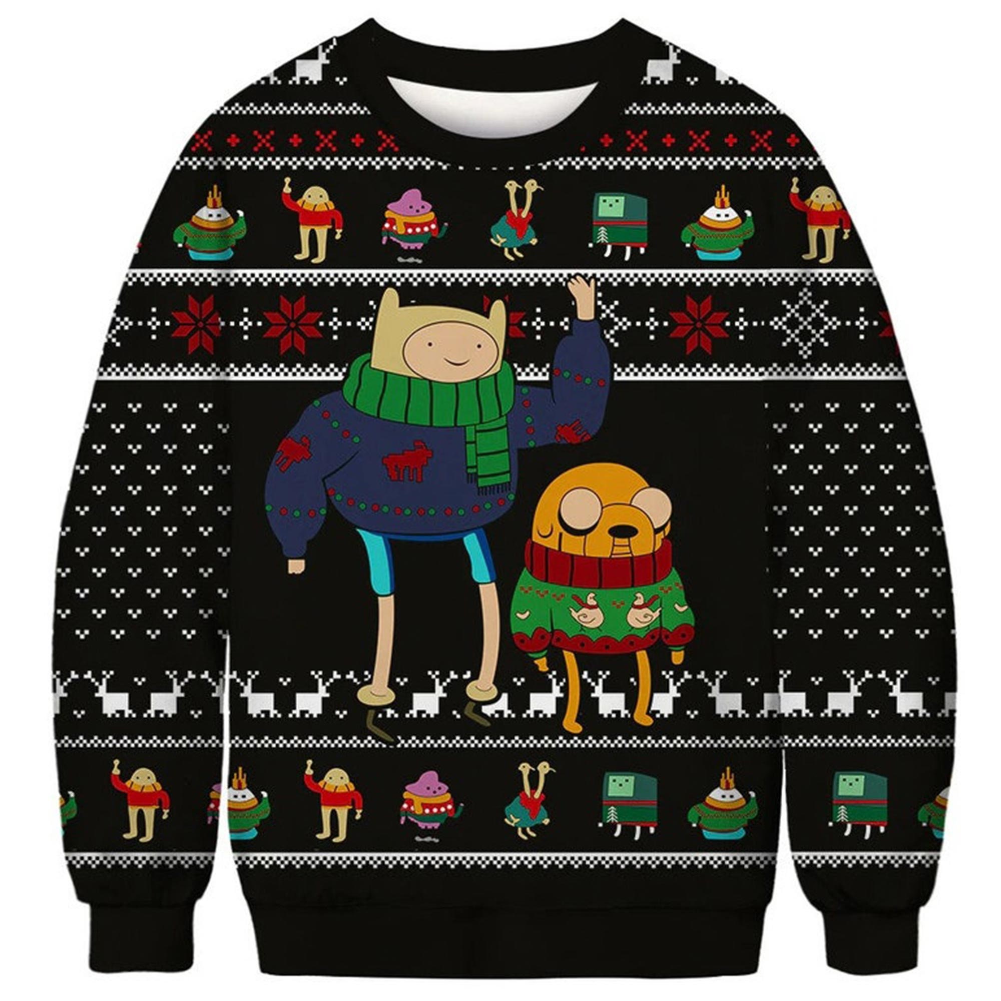 Adventure Time Cartoon Characters Ugly Christmas Sweater - Teeruto