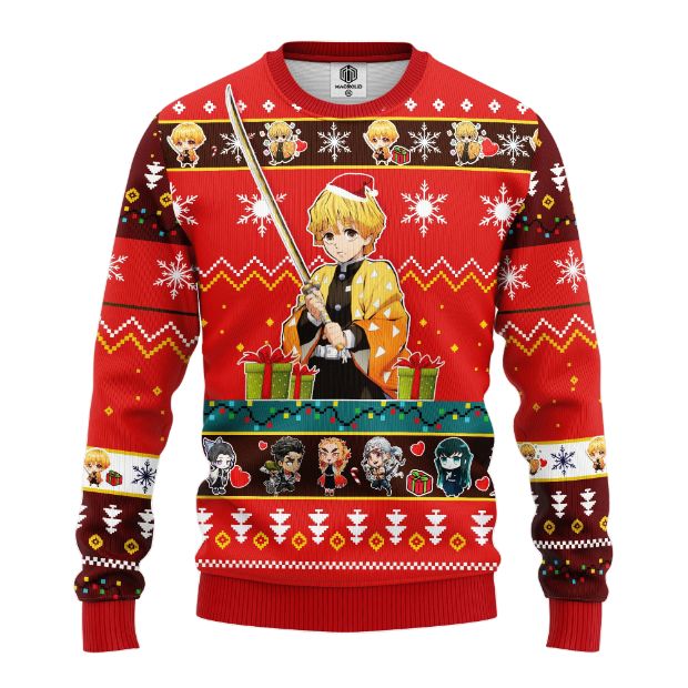 Agatsuma Zenitsu Demon Slayer Anime Ugly Christmas Sweater