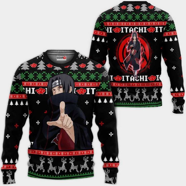 Akatsuki Itachi Nrt Anime Xmas Ugly Christmas Knitted Sweater