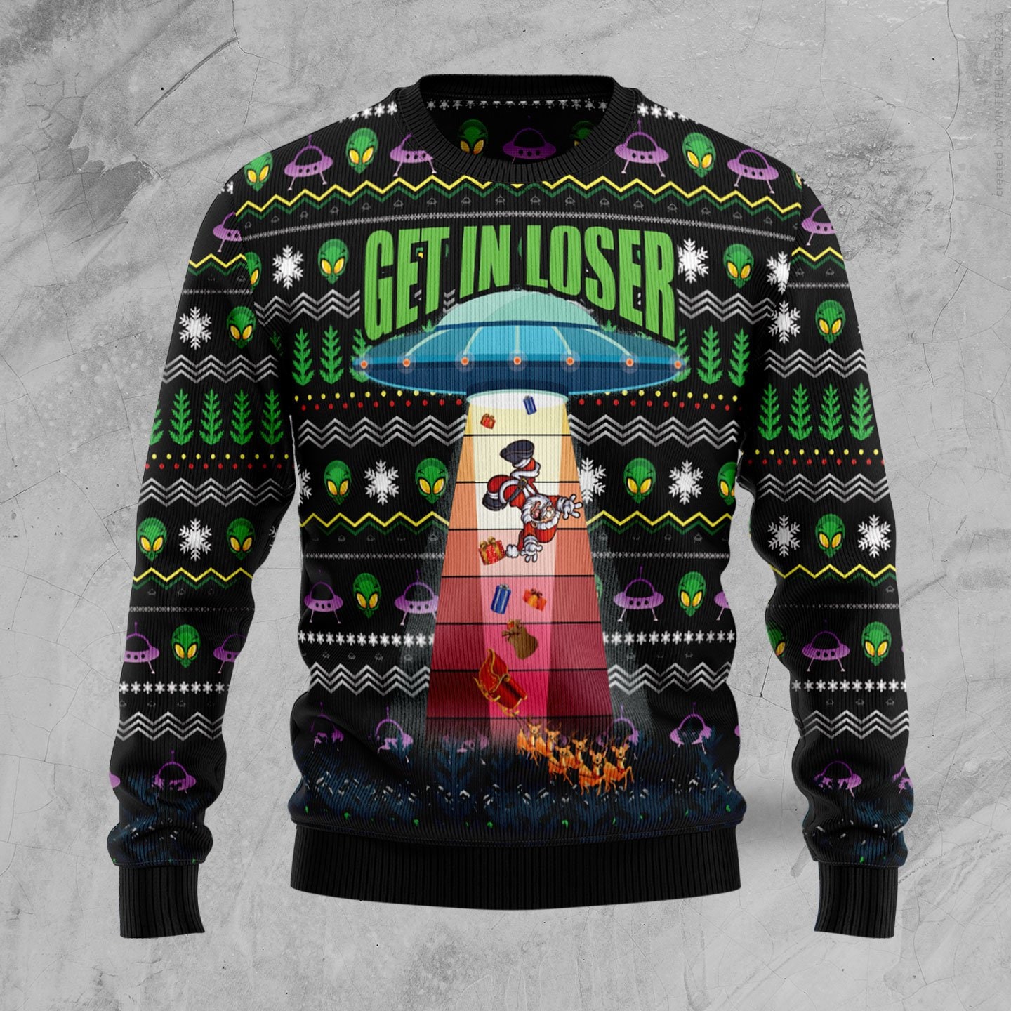 Alien Get In Loser Ufo And Santa Ugly Christmas Christmas Occasion Christmas Holiday Sweater