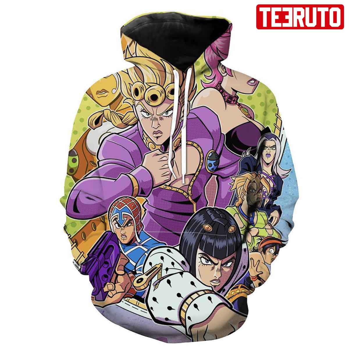 All Golden Wind Character – Jojo’s Bizarre Adventure Clothing Hd 3d Aop Hoodie