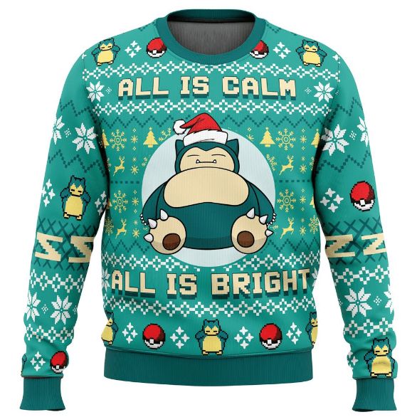 All Is Calm All Bright Snorlax Pokemon Ugly Xmas Wool Knitted Sweater