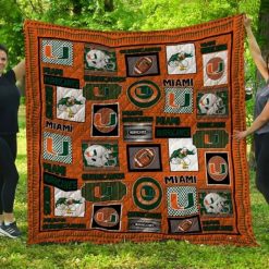 American Football Ncaa Miami Hurricanes Collection Quilt Blanket